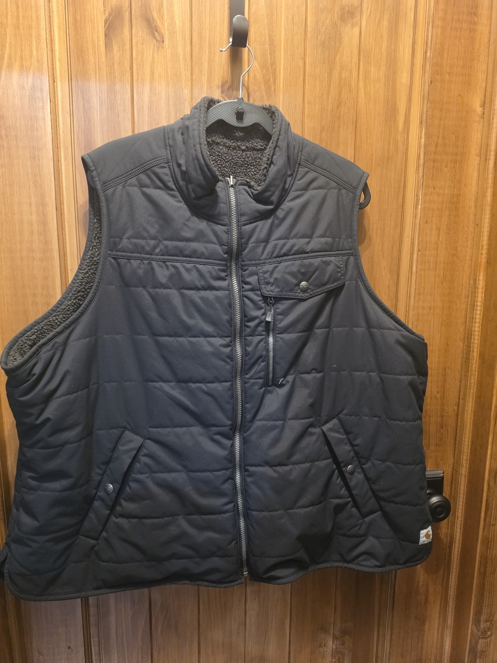 Carhartt Black Quilted Insulated Work Vest with Sherpa Trim